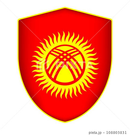 Kyrgyzstan flag in shield shape. Vector illustration. 108803831