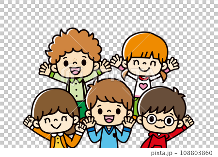 笑顔で手を振る子供たちのイラスト 笑顔で手を振る子供たちのイラスト 108803860