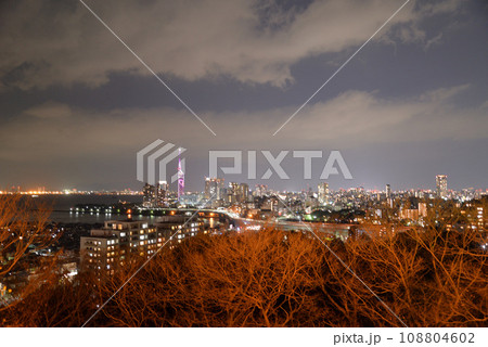 愛宕神社から見た福岡市内の夜景 愛宕神社から見た福岡市内の夜景 108804602