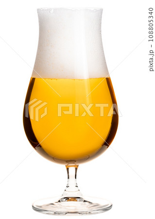 Full tulip glass of beer isolated on white Full tulip glass of beer isolated on white 108805340