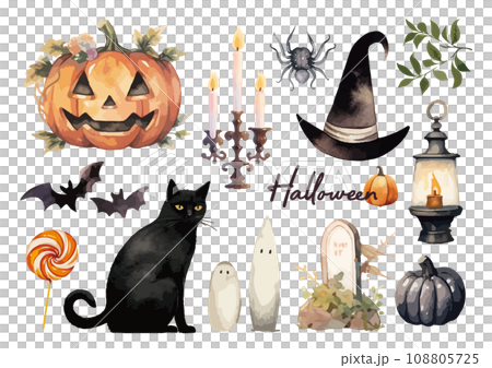 Watercolor illustration Halloween material Watercolor illustration Halloween material 108805725
