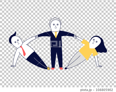 三人商業團隊透過體操展示團隊合作 108805902