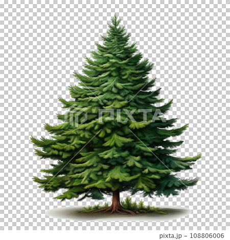 Green cartoon Christmas tree isolated Green cartoon Christmas tree isolated 108806006