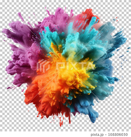 Multicolored Holi, Holli, Holly. bright splash isolated 108806030