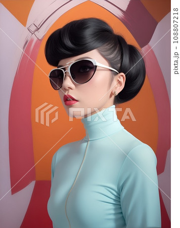 前時代的なお洒落なファッションの女性モデル 108807218