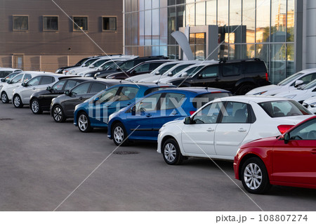 Cars in a row. Used car sales 108807274