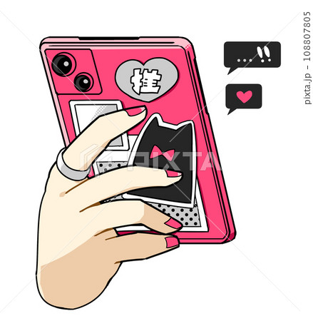 ピンクのスマホを持つ手 ピンクのスマホを持つ手 108807805
