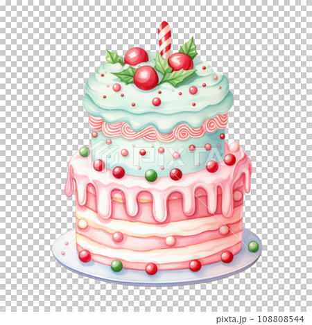Watercolor sweet dessert cake for Christmas festival, anniversary day, birthday isolated on transparent background Watercolor sweet dessert cake for Christmas festival, anniversary day, birthday isolated on transparent background 108808544