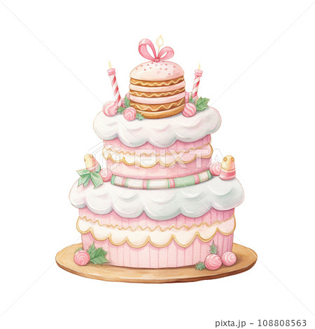 Watercolor sweet dessert cake for Christmas festival, anniversary day, birthday isolated on transparent background Watercolor sweet dessert cake for Christmas festival, anniversary day, birthday isolated on transparent background 108808563