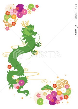 辰年-年賀状テンプレ-あ3ベク 辰年-年賀状テンプレ-あ3ベク 108809374