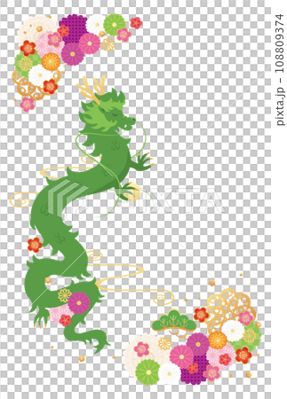 辰年-年賀状テンプレ-あ3ベク 辰年-年賀状テンプレ-あ3ベク 108809374