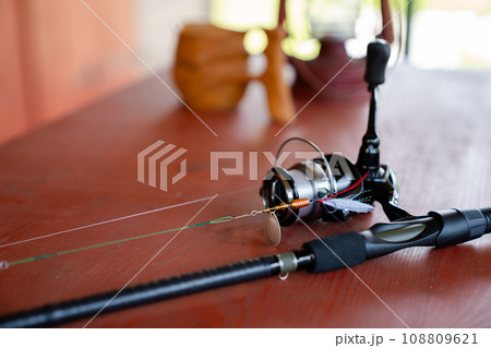 Close-up of spinning rod 108809621