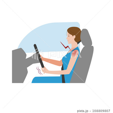 凍結肩,四十肩,五十肩,関節周囲炎で運転するとき肩が痛む女性 108809807