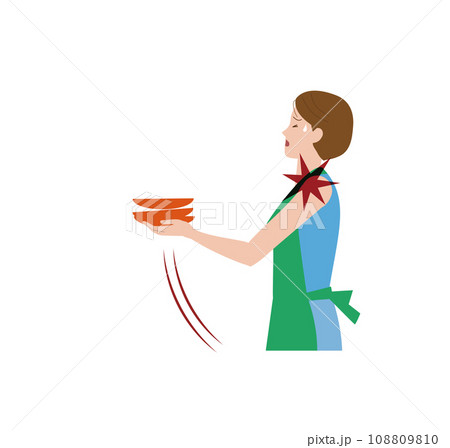 凍結肩,四十肩,五十肩,関節周囲炎で皿を持ち上げたとき肩が痛む女性 凍結肩,四十肩,五十肩,関節周囲炎で皿を持ち上げたとき肩が痛む女性 108809810