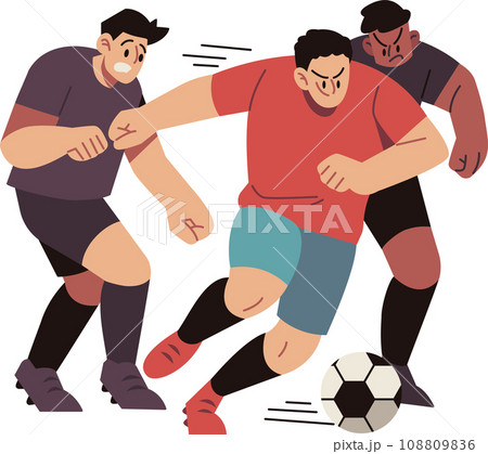 Soccer Player Dribbles Past Rival Team Vector...のイラスト素材 [108809836] - PIXTA