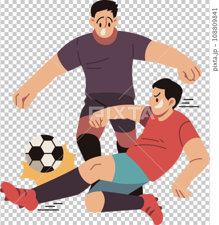 Soccer Player Slides to Block Rival Team Shot Vector Cartoon Illustration Soccer Player Slides to Block Rival Team Shot Vector Cartoon Illustration 108809841