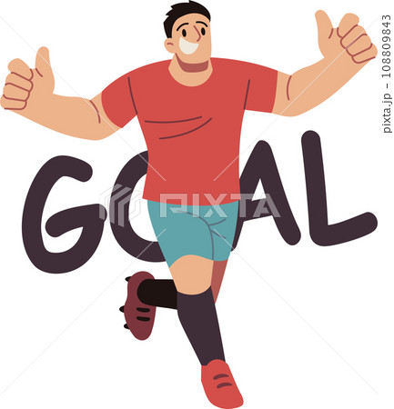 Soccer Player Celebrates Scoring a Goal Vector Cartoon Illustration Soccer Player Celebrates Scoring a Goal Vector Cartoon Illustration 108809843