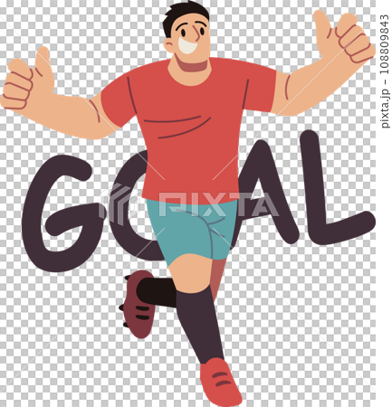 Soccer Player Celebrates Scoring a Goal Vector Cartoon Illustration Soccer Player Celebrates Scoring a Goal Vector Cartoon Illustration 108809843