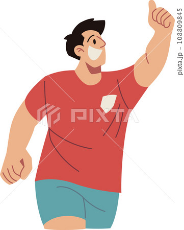 Soccer Player Celebrates Scoring a Goal Vector Cartoon Illustration 108809845