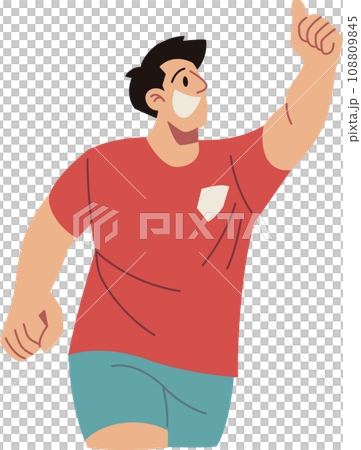 Soccer Player Celebrates Scoring a Goal Vector Cartoon Illustration 108809845