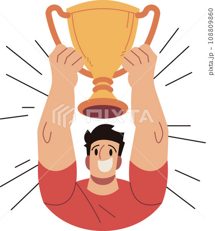 Soccer Players Celebrate Victory with Trophies Vector Cartoon Illustration Soccer Players Celebrate Victory with Trophies Vector Cartoon Illustration 108809860