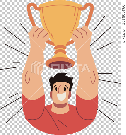 Soccer Players Celebrate Victory with Trophies Vector Cartoon Illustration Soccer Players Celebrate Victory with Trophies Vector Cartoon Illustration 108809860