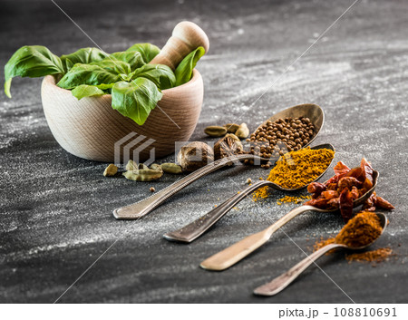 basil and spices basil and spices 108810691
