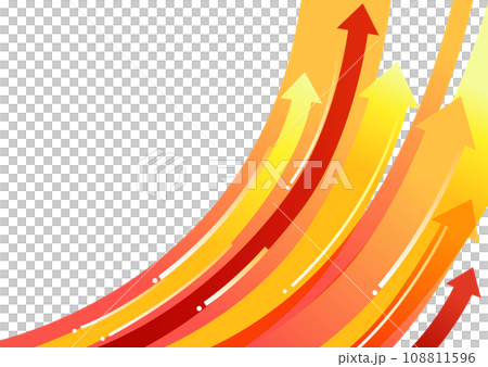 赤い右肩上がりの矢印の背景素材 赤い右肩上がりの矢印の背景素材 108811596