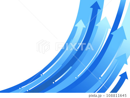 青い右肩上がりの矢印の背景素材 108811645