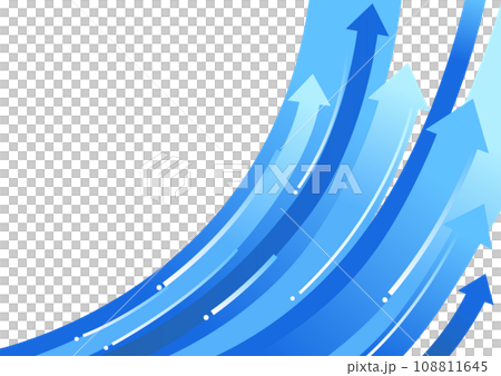 青い右肩上がりの矢印の背景素材 108811645