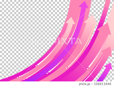 ピンクの右肩上がりの矢印の背景素材 ピンクの右肩上がりの矢印の背景素材 108811648