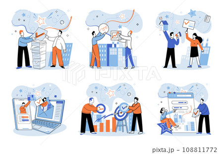 Crowdfunding. Vector illustration. Effective storytelling engages and inspires potential backers in crowdfunding campaigns Financial support helps entrepreneurs pivot and adapt in crowdfunding 108811772