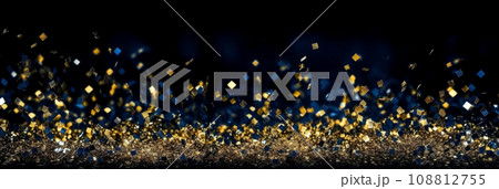 Abstract blue and gold shiny Christmas background with bokeh. Holiday bright blurred backdrop with particles. Abstract blue and gold shiny Christmas background with bokeh. Holiday bright blurred backdrop with particles. 108812755