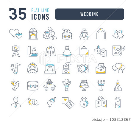 Set of linear icons of Wedding 108812867