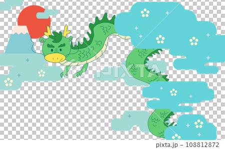 雲の隙間から覗く龍のイラスト 雲の隙間から覗く龍のイラスト 108812872