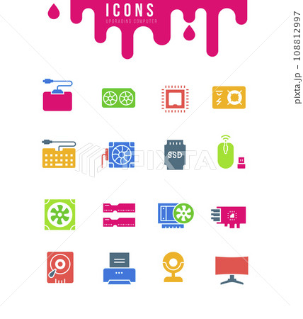 Set of Simple Icons of Upgrading Computer Components 108812997