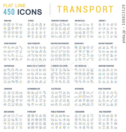 Set Vector Line Icons of Transport Set Vector Line Icons of Transport 108813129