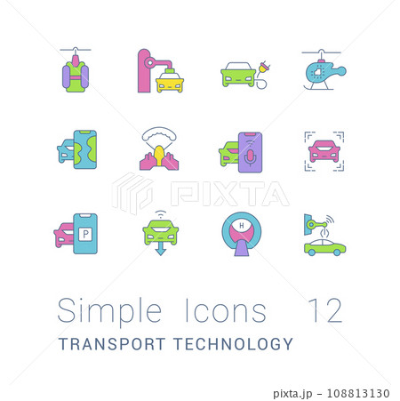 Set of Simple line Icons of Transport Technology Set of Simple line Icons of Transport Technology 108813130