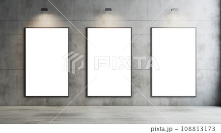 Three Posters on a Concrete Wall Mockup 108813173