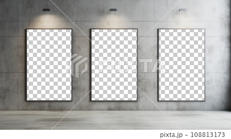 Three Posters on a Concrete Wall Mockup 108813173