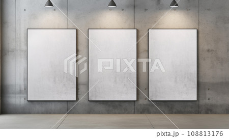 Three Posters on a Concrete Wall Mockup Three Posters on a Concrete Wall Mockup 108813176
