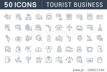 Set Vector Line Icons of Tourist Business 108813180