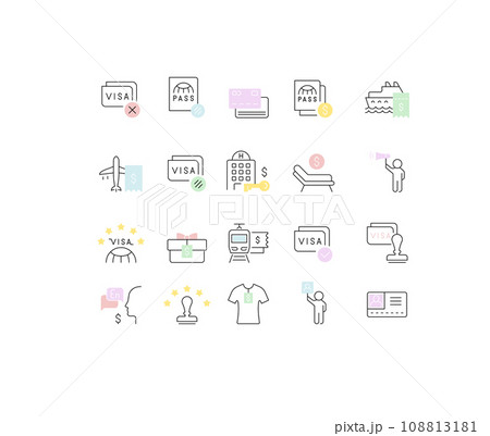 Set Vector Line Icons of Tourist Business 108813181