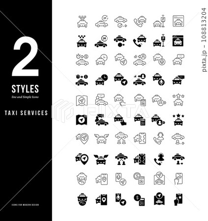 Simple Line Icons of Taxi Services Simple Line Icons of Taxi Services 108813204