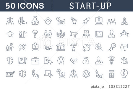 Set Vector Line Icons of Startup 108813227