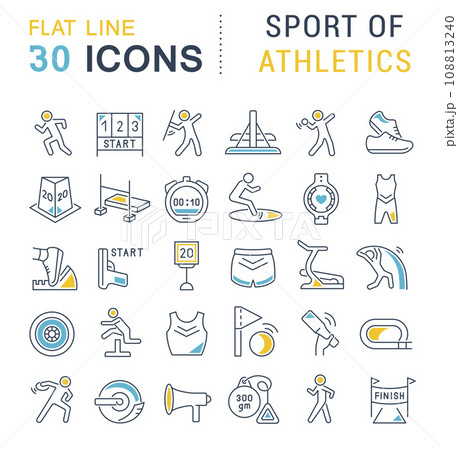 Set Vector Line Icons of Sport of Athletics. Set Vector Line Icons of Sport of Athletics. 108813240