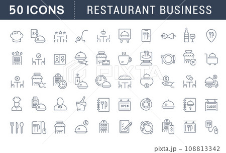 Set Vector Line Icons of Restaurant Business Set Vector Line Icons of Restaurant Business 108813342