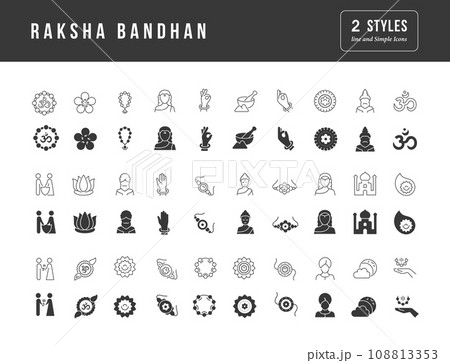 Set of simple icons of Raksha Bandhan 108813353