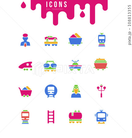 Set of Simple Icons of Rail Transport 108813355