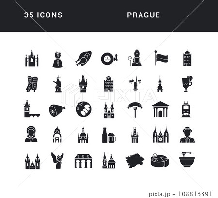 Set of simple icons of Prague Set of simple icons of Prague 108813391